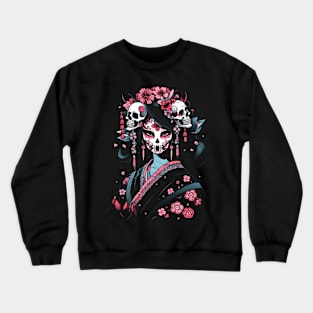 Geisha | Grim Reaper Geisha Skull | Cool Retro Japanese Aesthetic Crewneck Sweatshirt